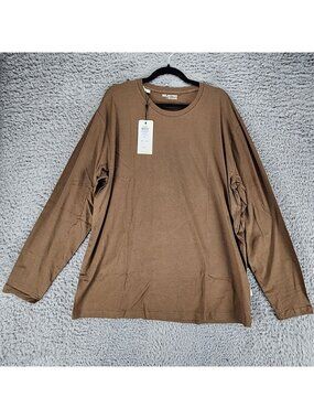 Selected Homme Shirt Mens XXL Dark Earth Brown Long Sleeve Jersey Tee *NWT*